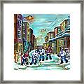 Outremont Back Lanes Hockey Game Kids Winter Fun Rosemont To Verdun To Psc C Spandau Montreal Artist Framed Print