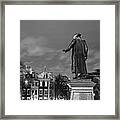 Overlooking Boston And The Zakim Bridge At The Bunker Hill Monument Charlestown Ma Boston Ma Bw Framed Print