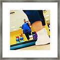 Overweight Man Weight Training In A Gym Framed Print