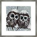 Owl Chicks In The Snow Framed Print