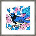 Painting Splendid Fairywren And Clematis Nature A Framed Print