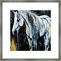 Painting White Horse Brush Modern Wallpaper Cover Framed Print