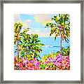 Palms. Ocean. Flowers. Framed Print