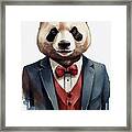 Panda In Suit Watercolor Hipster Animal Retro Costume Framed Print