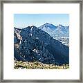 Panorama Of A Blue Mountain Landscape Framed Print
