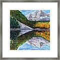 The Maroon Bells Peaks In The Rocky Mountains In Autumn Framed Print
