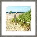 Pathway To The Beach In Miami Florida With Ocean Background Framed Print