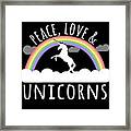 Peace Love Unicorns Framed Print