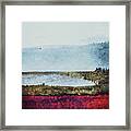 Peaceful Boho Pastel Calm Abstract Landscape Painting - Summer Mist Framed Print