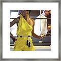 Peggy Dillard Wearing A Yellow One Shoulder Jumpsuit Framed Print