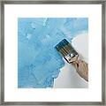 Person Painting Glaze Onto Wall With Brush Framed Print