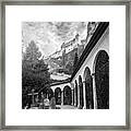 Petersfriedhof And Salzburg Castle Black And White Framed Print