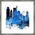 Philadelphia Pennsylvania Skyline Panoramic Blue Framed Print