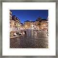 Piazza Di Spagna Square At Night In Rome Framed Print