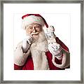 Pictures Of Real Santa Claus Holding Christmas Cash Bonus Framed Print