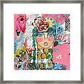 Pink Abstract Face Framed Print