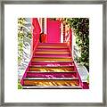 Pink And Orange Stairs Square Framed Print