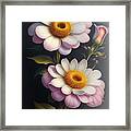 Pink And White Flower Blooms Framed Print