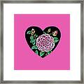 Pink Camellia Flower Heart Watercolor Art Framed Print