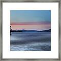 Pink Clouds And Sunset Over Lake Framed Print