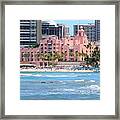 Pink Palace On Waikiki Beach Framed Print