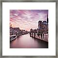 Pink Sunset Of Notre Dame Framed Print