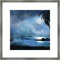 Pirate Ships Off The Coast Of Port Royale Framed Print