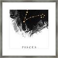 Pisces Zodiac Sign - Minimal Print - Zodiac, Constellation, Astrology, Good Luck, Night Sky - Black Framed Print