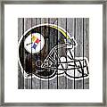 Pittsburgh Steelers Wood Helmet Framed Print