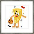 Pizza Likes To Play Basketball Framed Print