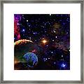 Planets In Space Mixed Media Background Framed Print