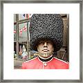 Plastic Model Of A Beefeater Soldier At A Tourist Information Centre In Cambridge England Framed Print