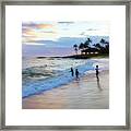 Playing On Poipu Beach Framed Print