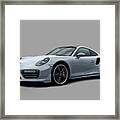 Porsche 911 991 Turbo S Digitally Drawn - Grey Framed Print