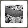 Porto Portugal Banks Of The Douro Black And White Framed Print