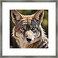 Portrait Of A Coyote, Shown Close-up. Framed Print