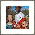 Portrait Of Otto Marstrand's Two Daughters And Their Nanny Framed Print