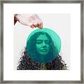 Portrait Of Young Woman Shot Through Green Cellophane Framed Print