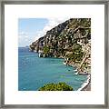Positano On The Amalfi Coastline With Crystal Blue Ocean Views Framed Print