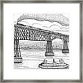 Poughkeepsie Railroad Bridge And Steam Ferry Circa 1890 Framed Print