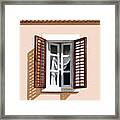 Window Above Athens-prints Of Oil Painting Framed Print