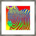 Psychedelic Rainbow Zebra Framed Print