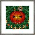Pumpkin Under The Moon Having Festive With Smiling Ghosts Framed Print
