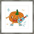 Pumpkins Love To Play The Ukulele Framed Print