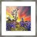 Purple Blue Fiery Red Wildflower Sunset Framed Print