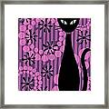 Purple Pink Mod Cat Framed Print