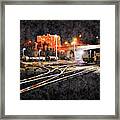 Rail Yard At Night Framed Print