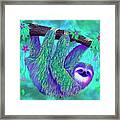 Rain Forest Flowers Sloth Framed Print