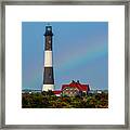 Rainbow At The Lighthouse Framed Print
