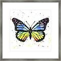 Rainbow Butterfly Watercolor Vertical Print Framed Print
